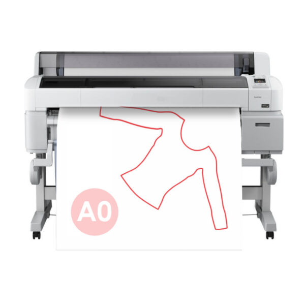 Wykrój krawiecki A0 kolorowy drukowany na drukarce