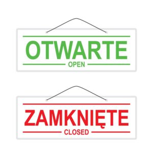 Tabliczka "OTWARTE OPEN / ZAMKNIĘTE CLOSED" wersja nr 3 polsko-angielska
