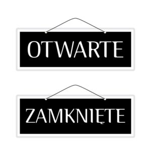 Tabliczka laminowana dwustronna "OTWARTE / ZAMKNIĘTE" z białą ramką wersja nr 6E