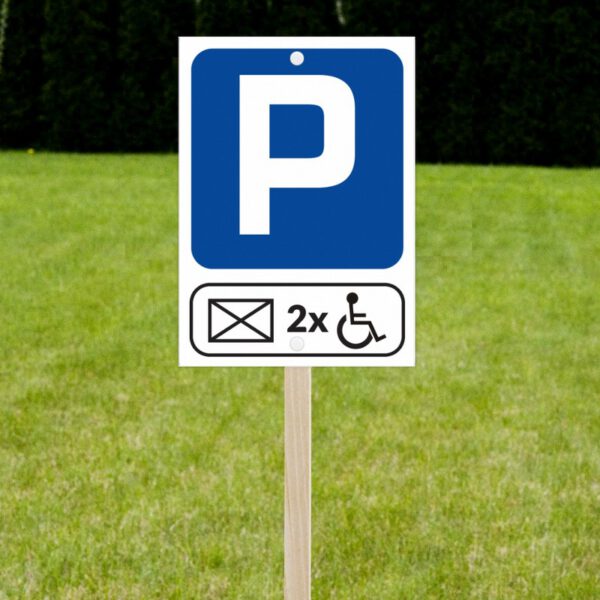 Parking dla osób z niepełnosprawnościami 2x koperta - stelaż drewniany wizualizacja