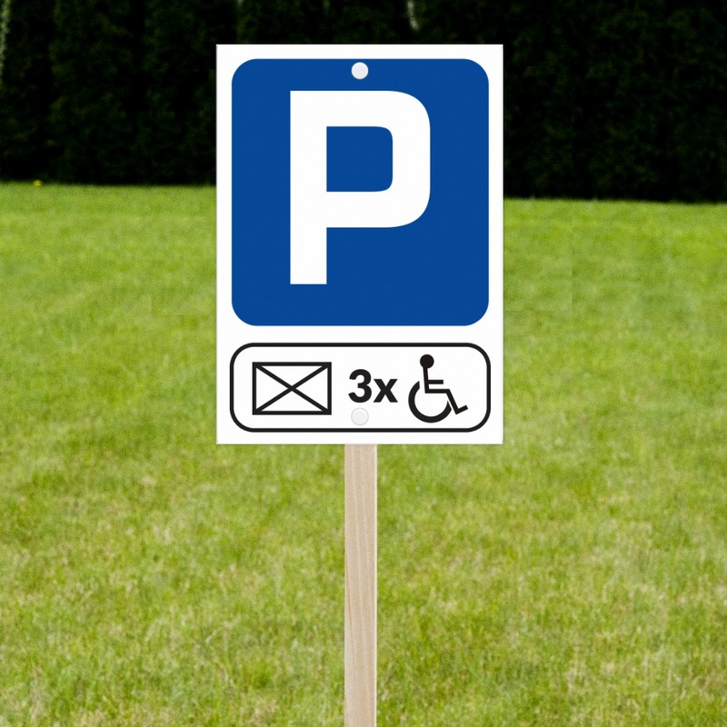 Parking dla osób z niepełnosprawnościami 3x koperta - stelaż drewniany wizualizacja