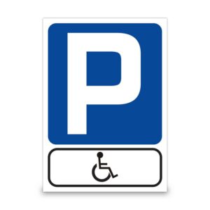 Parking dla osób z niepełnosprawnością - tabliczka informacyjna na płycie PCV
